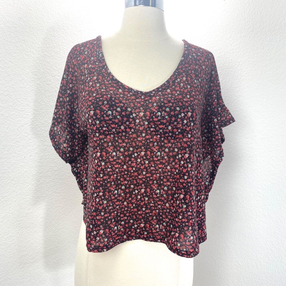Vintage Y2K Chris & Carol Crop Knit Top Large Batwings Boho Peasant Whimsy USA